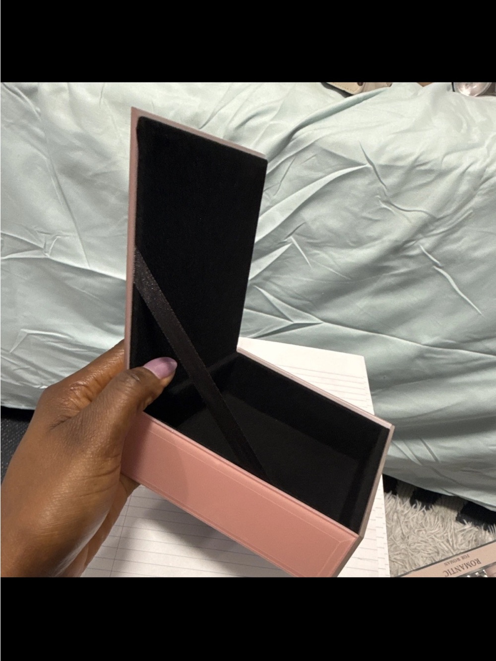 Women's Pink Jewelry Box with Black Velvet Interior